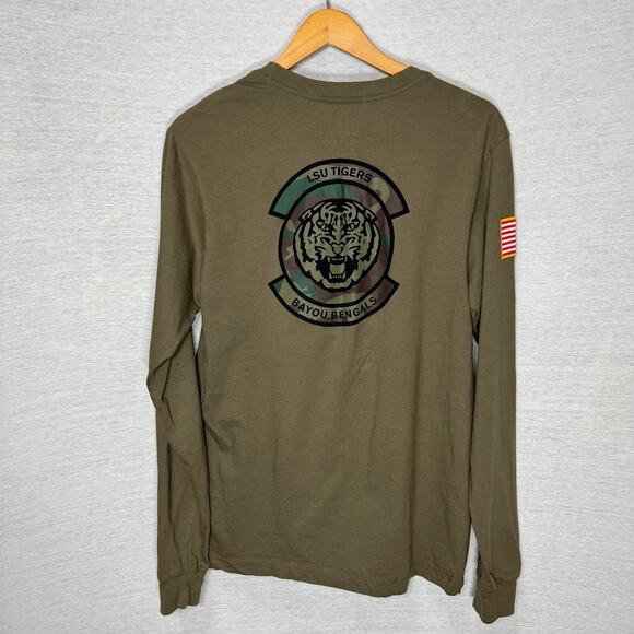 The Nike Tee LSU Long Sleeve T-Shirt Embroidered Army Green Men's sz SM - Picture 5 of 5